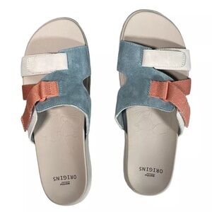 Earth Origins Vara Sandal Moroccan Blue Turquoise Suede Sport Slides Slip On 10
